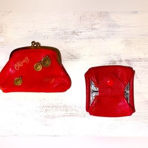Vintage red leather mini coin purse bundle